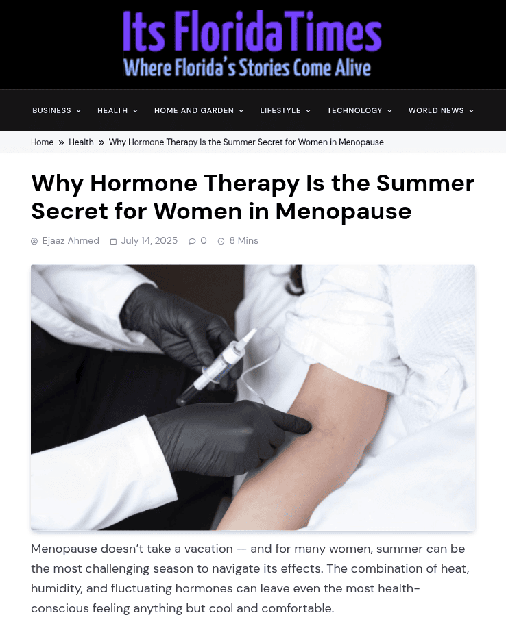 Florida Times Hormone Therapy Summer Secret Menopause CSLC & RegenCen