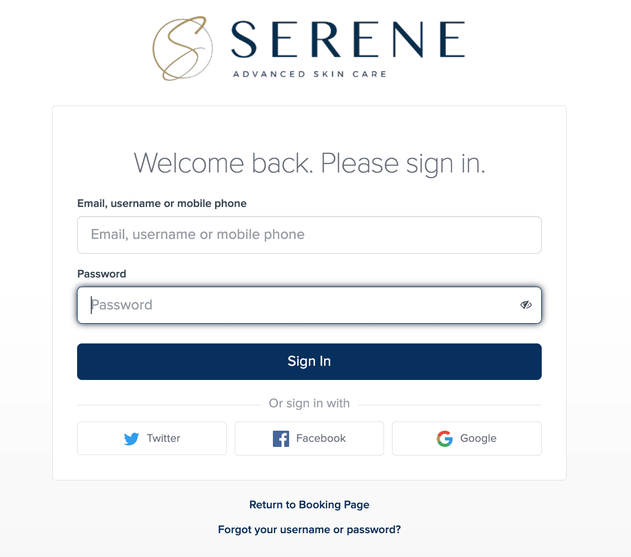 Serene sign in